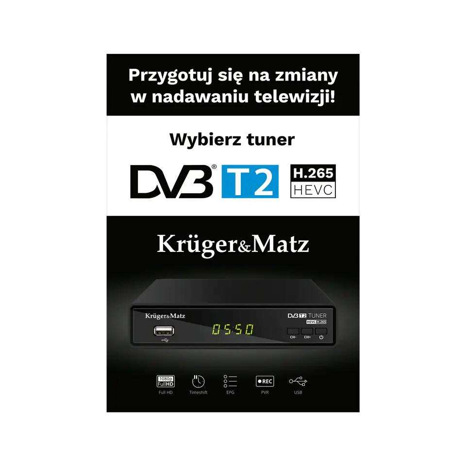 ⁨Plakat Kruger&Matz Tuner DVB-T2⁩ w sklepie Wasserman.eu