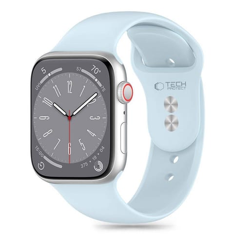 ⁨Pasek do APPLE WATCH 3 / 4 / 5 / 6 / 7 / 8 / 9 / SE (38 / 40 / 41 MM) Tech-Protect Silicone Sky jasnoniebieskie⁩ w sklepie Wasserman.eu