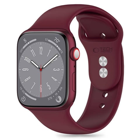 ⁨Pasek do APPLE WATCH 4 / 5 / 6 / 7 / 8 / 9 / SE / ULTRA 1 / 2 (42 / 44 / 45 / 49 MM) Tech-Protect Silicone Mulberry bordowe⁩ w sklepie Wasserman.eu