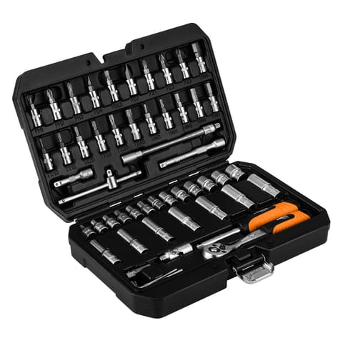 ⁨Zestaw kluczy 55 elementów 1/4", satynowy⁩ w sklepie Wasserman.eu