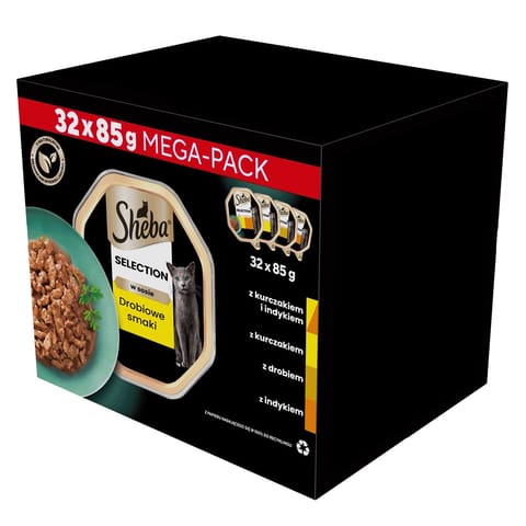 ⁨SHEBA tray sauce poultry/chicken/ turkey - wet cat food - 32x85 g⁩ at Wasserman.eu