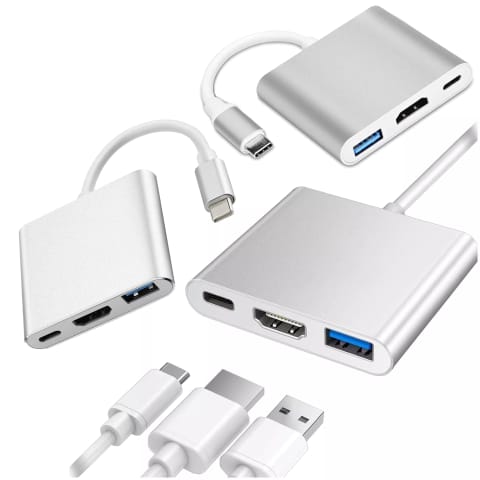 ⁨Adapter HUB 3w1 Alogy przejściówka USB-C 3.0 HDMI USB-A Srebrny⁩ w sklepie Wasserman.eu