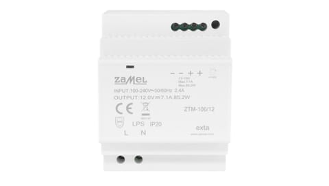 ⁨Zasilacz impulsowy montowany na szynie TH-35 (DIN) 100W 12V DC typ: ZTM-100/12 EXT10000285⁩ w sklepie Wasserman.eu