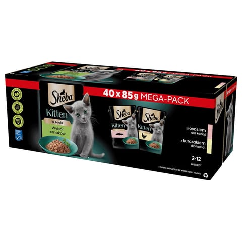 ⁨SHEBA Kitten Selection of Flavors in Sauce - wet cat food - 40x85 g⁩ at Wasserman.eu