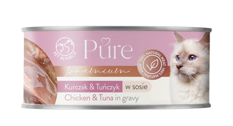 ⁨PET REPUBLIC Pure Chicken and tuna in gravy - wet cat food - 80g⁩ at Wasserman.eu