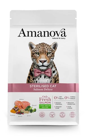 ⁨Amanova  Sterilised Cat Salmon Deluxe 1,5kg⁩ w sklepie Wasserman.eu