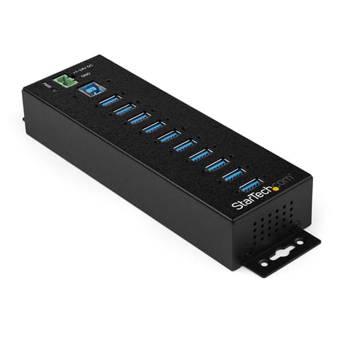 ⁨StarTech.com 10-Port USB 3.0 Hub with Power Adapter - Metal Industrial USB-A Hub with ESD & 350W Surge Protection - Din/Wall/Desk Mountable - High Speed USB 3.2 Gen 1 (5Gbps) Hub⁩ at Wasserman.eu