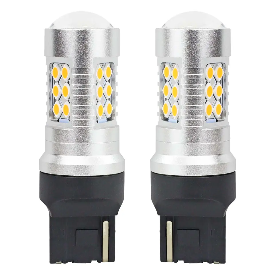 ⁨Żarówki led canbus 3030 24smd t20 wy21w pomarańczowa amber 12v 24v amio-02393⁩ w sklepie Wasserman.eu