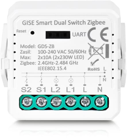 ⁨GISE Smart Podwójny moduł przekaźnikowy Zigbee | Tuya | GDS-ZB⁩ w sklepie Wasserman.eu