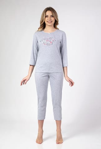 ⁨PIŻAMA REGINA DAMSKA 678 XXL-3XL J MEL (kolor jasny - melanż, rozmiar XXL)⁩ w sklepie Wasserman.eu