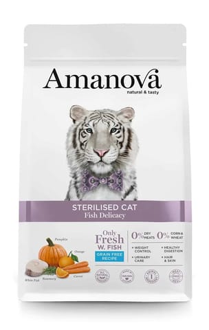 ⁨AMANOVA Adult Cat Sterilised Fish Delicacy - dry cat food - 1,5kg⁩ at Wasserman.eu