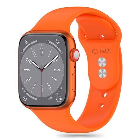 ⁨Pasek do APPLE WATCH 4 / 5 / 6 / 7 / 8 / 9 / SE / ULTRA 1 / 2 (42 / 44 / 45 / 49 MM) Tech-Protect Silicone Bright pomarańczowe⁩ w sklepie Wasserman.eu