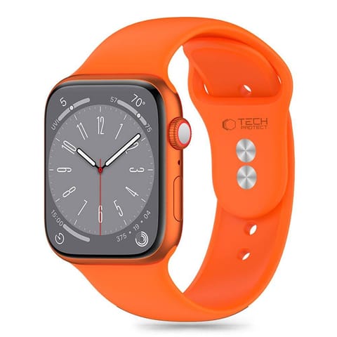 ⁨Pasek do APPLE WATCH 3 / 4 / 5 / 6 / 7 / 8 / 9 / SE (38 / 40 / 41 MM) Tech-Protect Silicone Bright pomarańczowe⁩ w sklepie Wasserman.eu