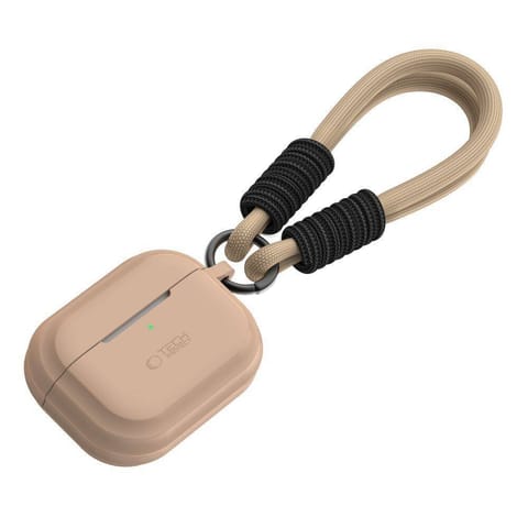 ⁨Etui do APPLE AIRPODS PRO 1 / 2 Tech-Protect Silicone Rope Cafe Latte kremowe⁩ w sklepie Wasserman.eu