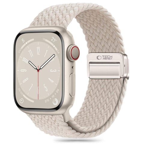 Pasek do APPLE WATCH 4 / 5 / 6 / 7 / 8 / 9 / SE / ULTRA 1 / 2 (42 / 44 / 45 / 49 MM) Tech-Protect Nylonmag Starlight kremowe w sklepie Wasserman.eu