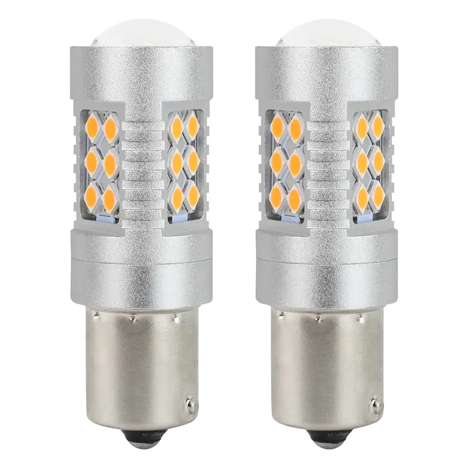 ⁨Led bulbs canbus 24smd 3030 1156 (py21w) orange 12v/24v⁩ at Wasserman.eu