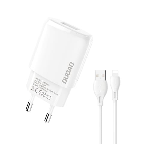 ⁨Dudao ładowarka sieciowa USB-A 7.5W + kabel USB-A - Lightning 1m biały (A1sEU)⁩ w sklepie Wasserman.eu