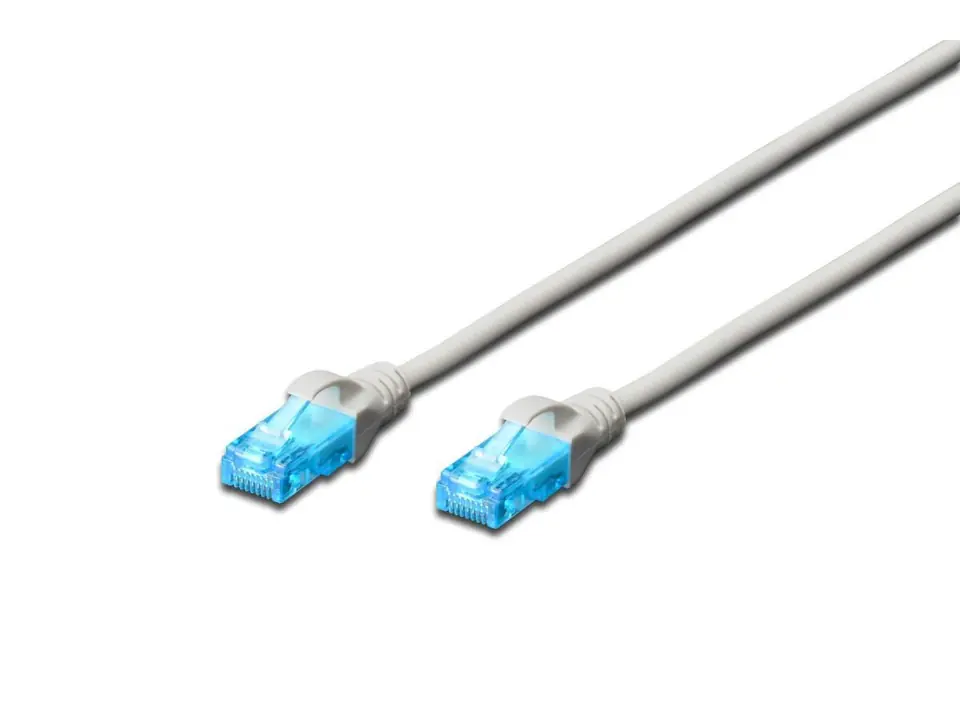 ⁨Patch cord U/UTP kat.5e PVC 0,25m szary⁩ w sklepie Wasserman.eu