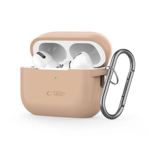 ⁨Etui do APPLE AIRPODS PRO 1 / 2 Tech-Protect Silicone Hook Cafe Latte kremowe⁩ w sklepie Wasserman.eu