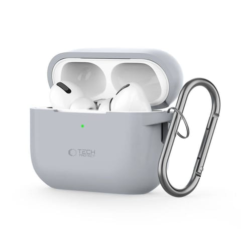 ⁨Etui do APPLE AIRPODS PRO 1 / 2 Tech-Protect Silicone Hook Crayon szare⁩ w sklepie Wasserman.eu