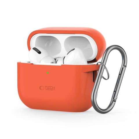 ⁨Etui do APPLE AIRPODS PRO 1 / 2 Tech-Protect Silicone Hook Neon pomarańczowe⁩ w sklepie Wasserman.eu