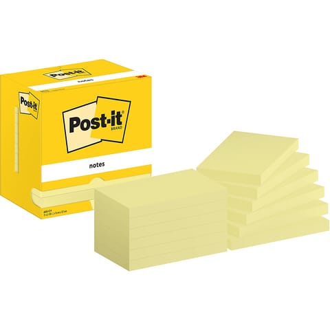 ⁨Karteczki Post-it 76x127mm (655-CY) żółte (12x100)⁩ w sklepie Wasserman.eu
