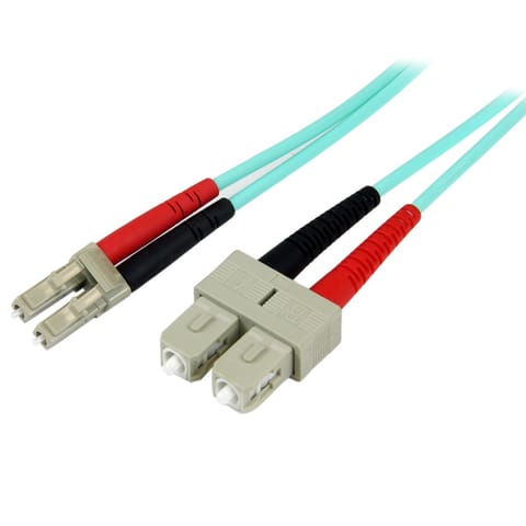 ⁨StarTech.com 2m (6ft) LC/UPC to SC/UPC OM3 Multimode Fiber Optic Cable, Full Duplex 50/125µm Zipcord Fiber Cable, 100G, Low Insertion Loss, LSZH Fiber Jumper Cord⁩ at Wasserman.eu