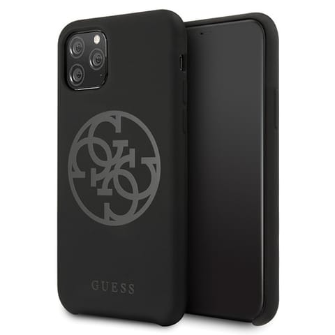 ⁨Guess GUHCN58LS4GBK iPhone 11 Pro black/czarny hard case Silicone 4G Tone On Tone⁩ w sklepie Wasserman.eu