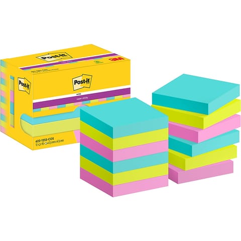 ⁨Karteczki Post-it Super Sticky 47.6x47.6mm (622-12SS-COS) (12x90)⁩ w sklepie Wasserman.eu