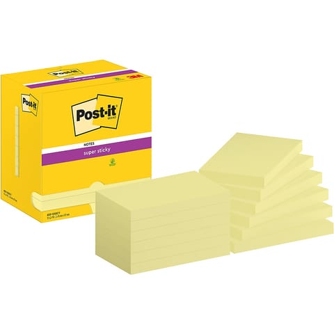 ⁨Karteczki Post-it Super Sticky 76x127mm (654-12SSCY) żółte (12x90)⁩ w sklepie Wasserman.eu