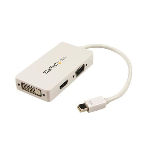 ⁨StarTech.com MDP2VGDVHDW adapter kablowy 0,15 m Mini DisplayPort DVI-D + VGA (D-Sub) + HDMI Biały⁩ w sklepie Wasserman.eu