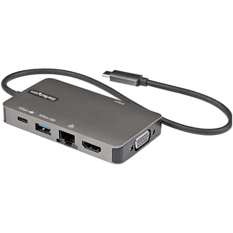 ⁨StarTech.com USB-C Multiport Adapter - USB-C to 4K 30Hz HDMI or 1080p VGA - USB Type-C Mini Dock w/ 100W Power Delivery Passthrough, 3-Port USB Hub 5Gbps, GbE - 12" (30cm) Attached Cable⁩ at Wasserman.eu