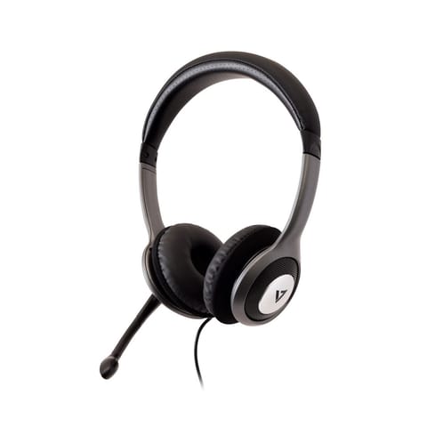 ⁨V7 HU521-2EP headphones/headset Wired Head-band Office/Call center Black, Silver⁩ at Wasserman.eu