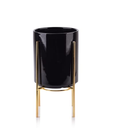 ⁨Flower pot on the stand Neva black 23.5 cm⁩ at Wasserman.eu