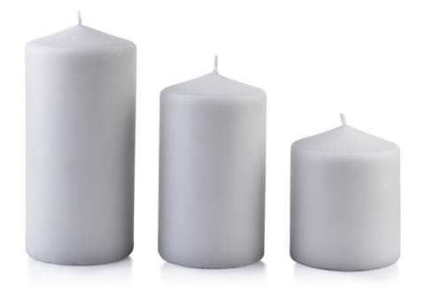 ⁨Świeca CLASSIC CANDLES walec średni 8xh14cm szara⁩ w sklepie Wasserman.eu