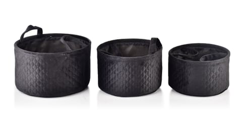 ⁨SARA BLACK SET of 3 BASKETS L30xh18cm, M27xh16cm, S24xh14cm⁩ at Wasserman.eu