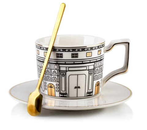 ⁨OTIS Saucer cup 220ml with teaspoon clamp⁩ at Wasserman.eu
