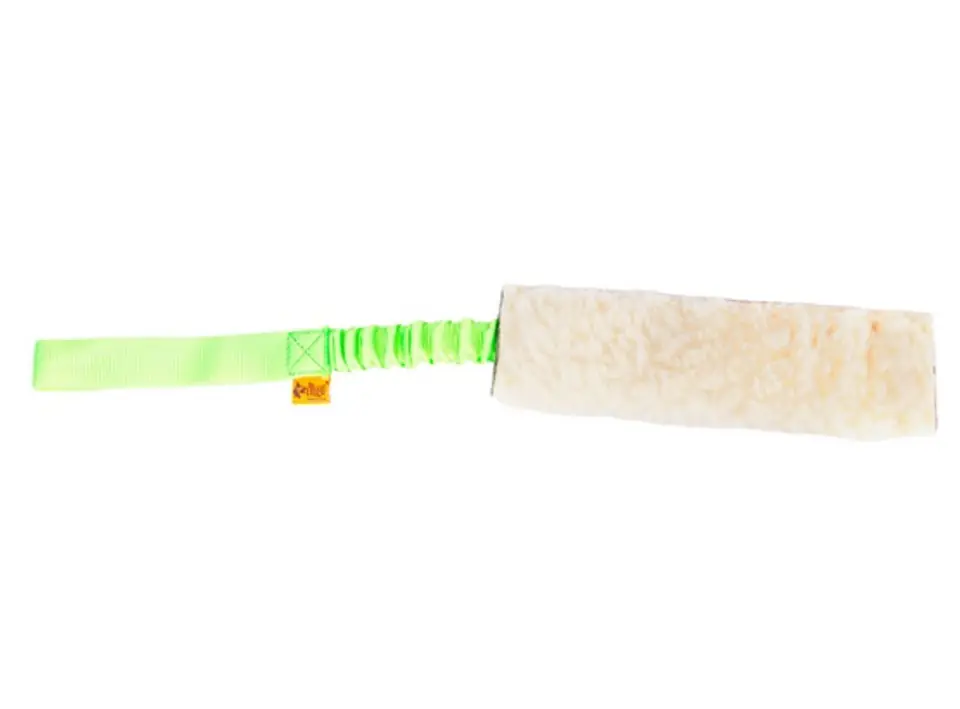 ⁨Dingo Dog Toy - Jerk Sheep wool with bungee handle green⁩ at Wasserman.eu