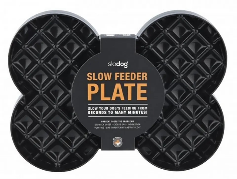 ⁨SloDog Slow Feeder Plate Miska spowalniająca duża kość czarna⁩ w sklepie Wasserman.eu