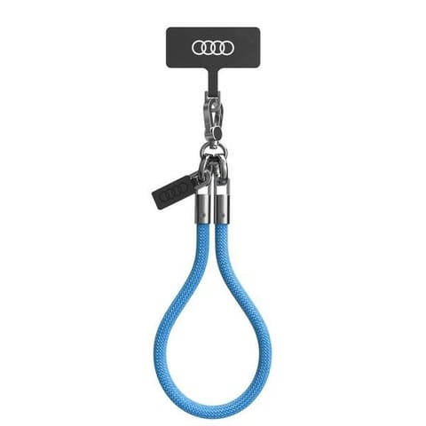 ⁨Audi uniwersalna smycz do telefonu 28cm 8mm niebieski/blue AU-HSL8-R8/D1-BE⁩ w sklepie Wasserman.eu