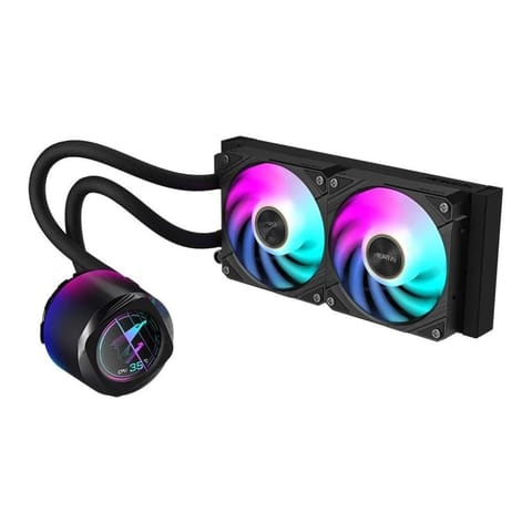 ⁨GIGABYTE AORUS WATERFORCE X II 240 AIO Liquid CPU Cooler- 2x120mm ARGB Fans, full-color LCD, MAGNETIC interlocking mechanism, DAISY-CHAIN, Intel LGA 1700 and AMD AM5 Compatible, 6 Year Warranty⁩ at Wasserman.eu