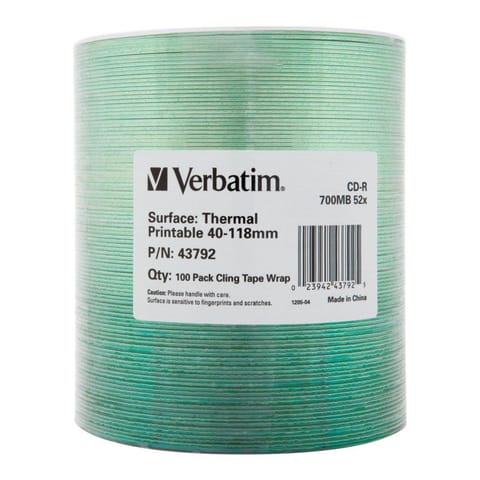 ⁨CD-R Verbatim 700MB 52x Thermal Printable No ID Brand (Wrap 100)⁩ at Wasserman.eu