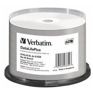 ⁨Verbatim DataLifePlus 8.5 GB DVD+R DL 50 pc(s)⁩ at Wasserman.eu