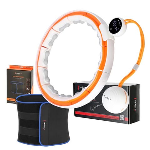 ⁨MAGNETIC HULA HOOP SET WHITE/ORANGE HHM21 WITH HMS COUNTER + SLIMMING BELT BR1313⁩ at Wasserman.eu