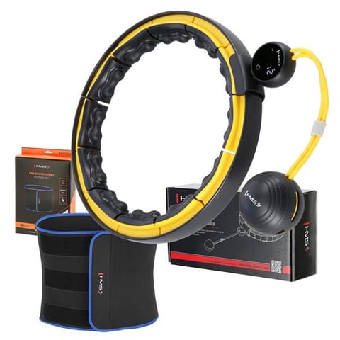 ⁨MAGNETIC HULA HOOP SET BLACK/YELLOW HHM21 WITH HMS COUNTER + SLIMMING BELT BR1313⁩ at Wasserman.eu