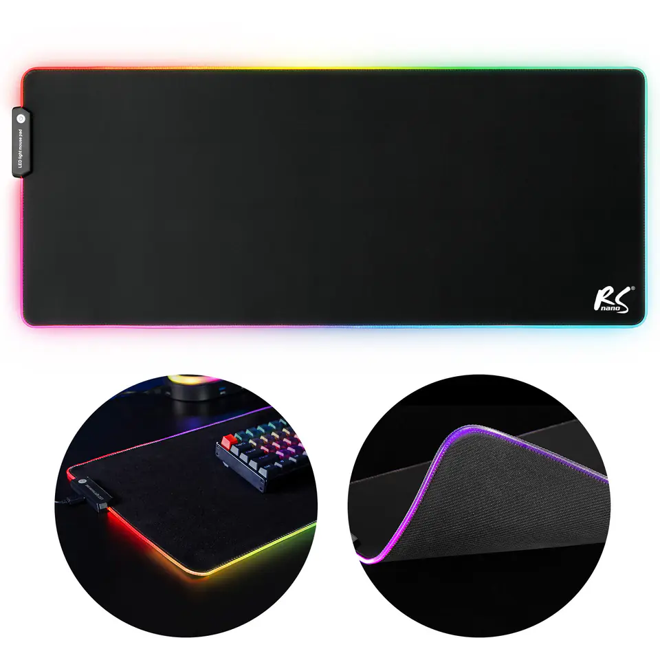 ⁨Gamingowa podkładka pod mysz klawiaturę z podświetleniem LED RGB NanoRS, 800x300x4mm,  RS705⁩ w sklepie Wasserman.eu