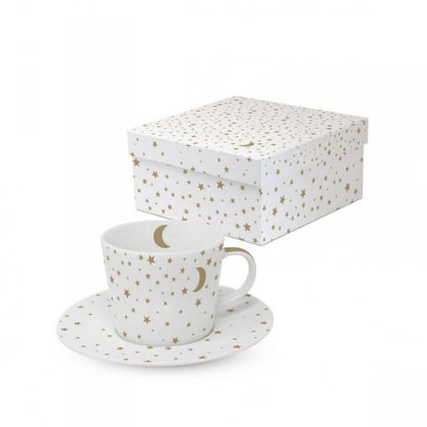 ⁨Księżyc, gwiazdki Filiżanka Porcelanowa espresso w Ozdobnym Pudełku 100 ml⁩ w sklepie Wasserman.eu