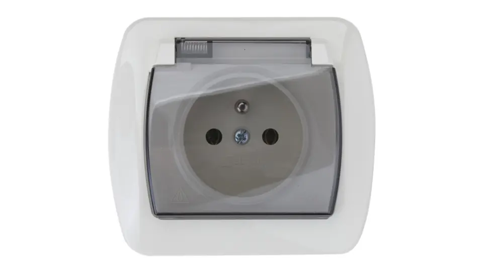 ⁨Simon Akord Splashproof socket with IP44 smoke flap beige AGZ1Be/12a⁩ at Wasserman.eu