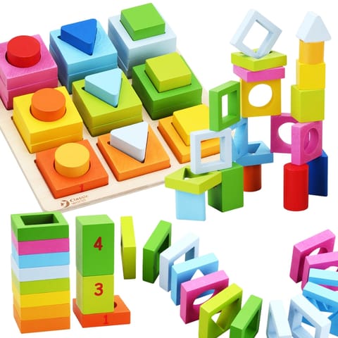 ⁨CLASSIC WORLD Układanka Nauka Kształtów i Liczenia 5w1 Domino Sorter MONTESSORI 28 el.⁩ w sklepie Wasserman.eu