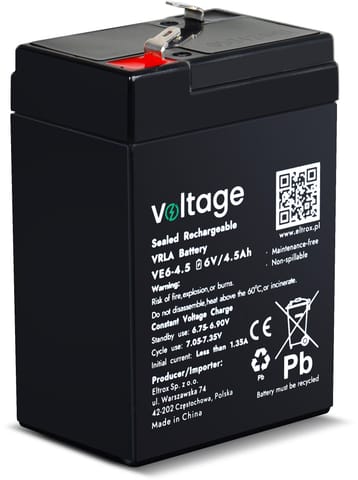 ⁨Akumulator AGM Voltage 6V 4,5Ah VE6-4.5 (Żywotność 6-9 lat)⁩ w sklepie Wasserman.eu